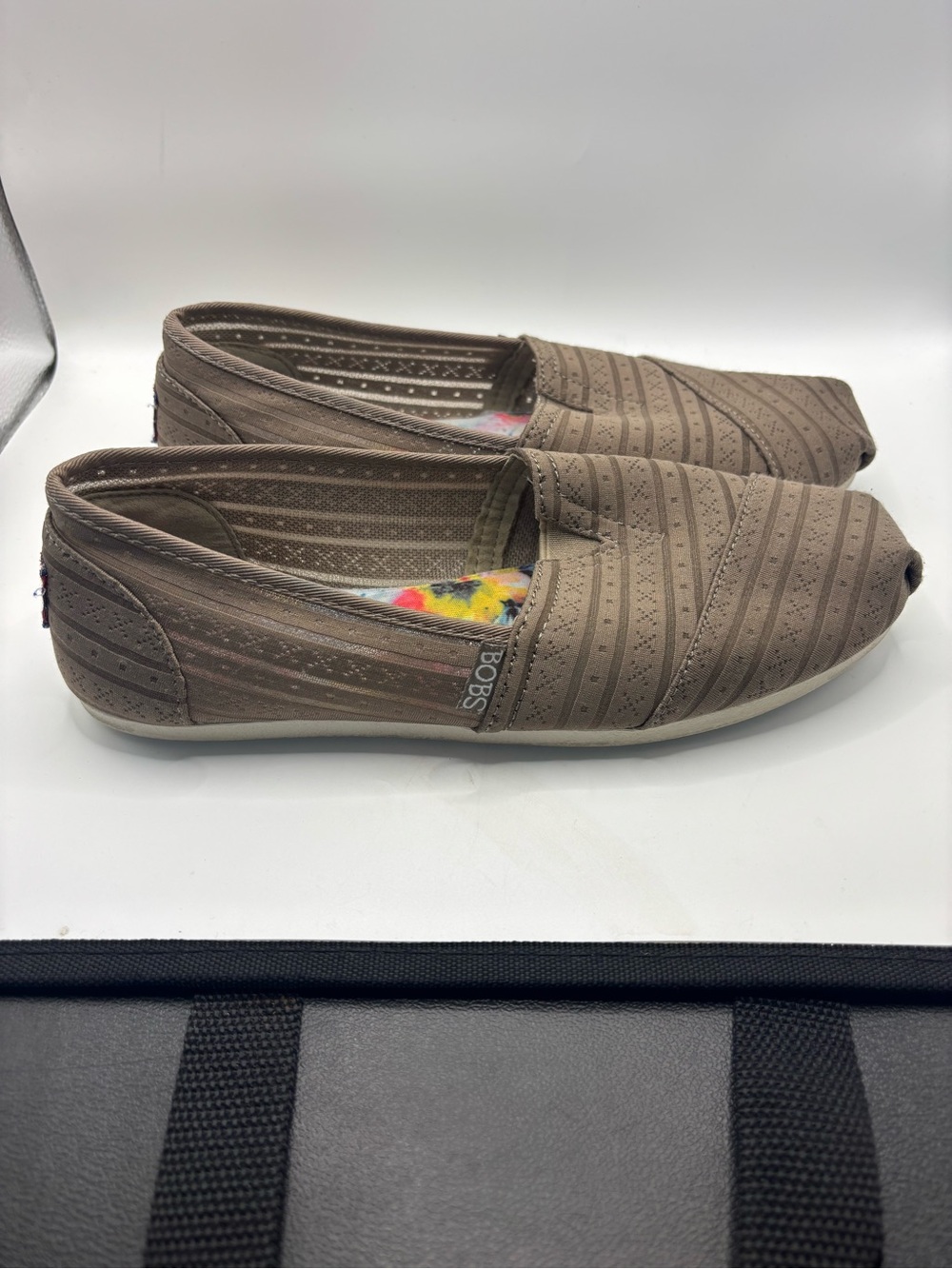 Skechers BOBS Perforated Slip-On Flats in Taupe